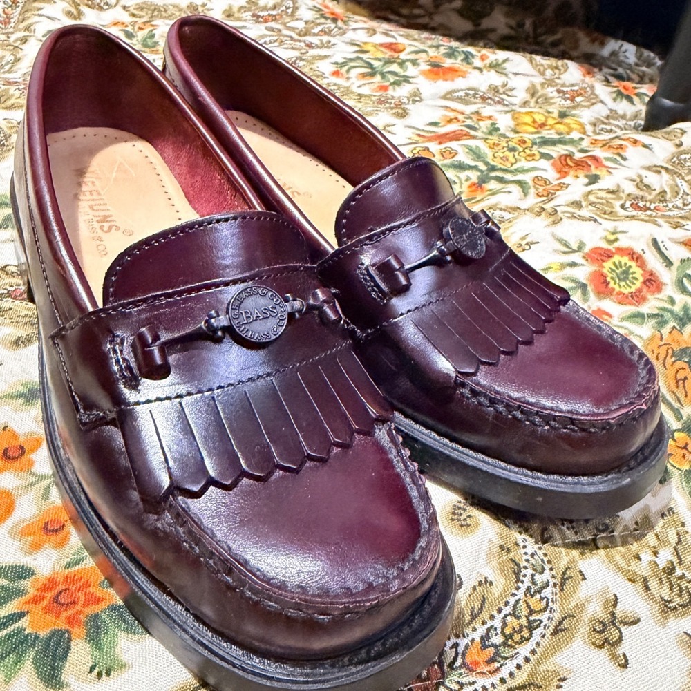 GH Bass Weejuns Burgundy Leather Kiltie Fringe Loafers Size 6 M Oxblood Shoes - Picture 6 of 7